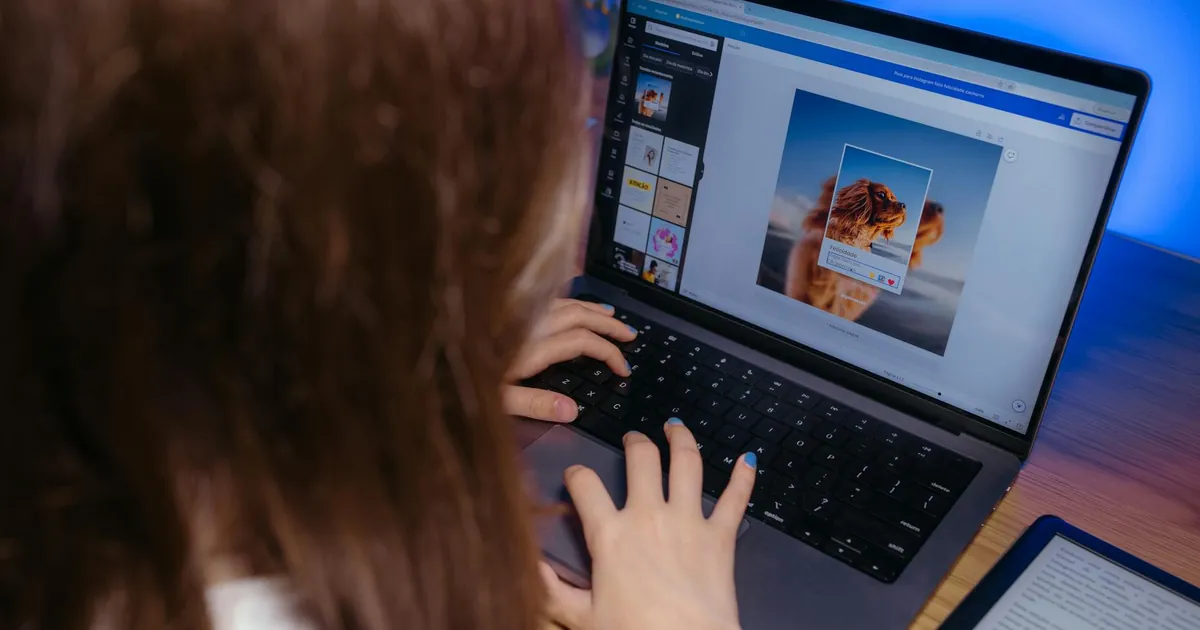 Child using a laptop for a creative design project, focused on learning and technology.